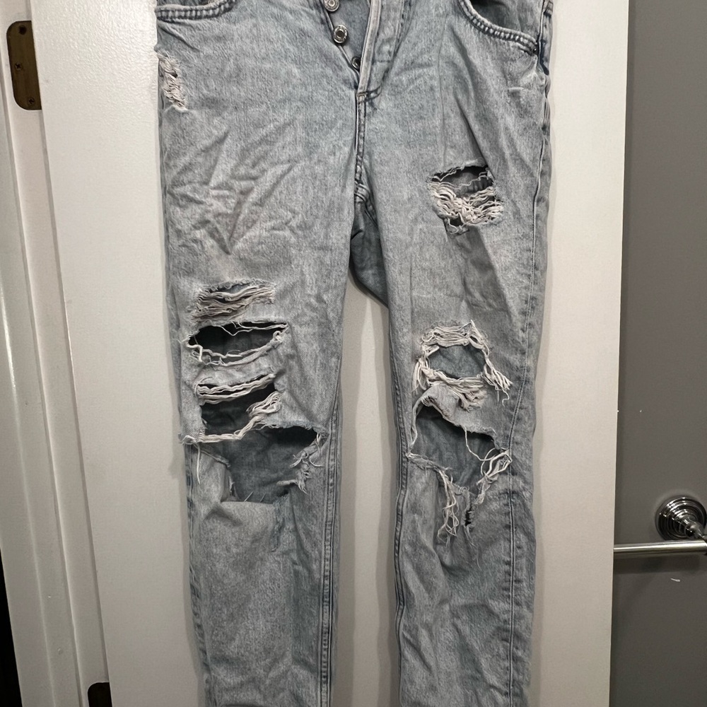 Light Blue Distressed Denim Jeans